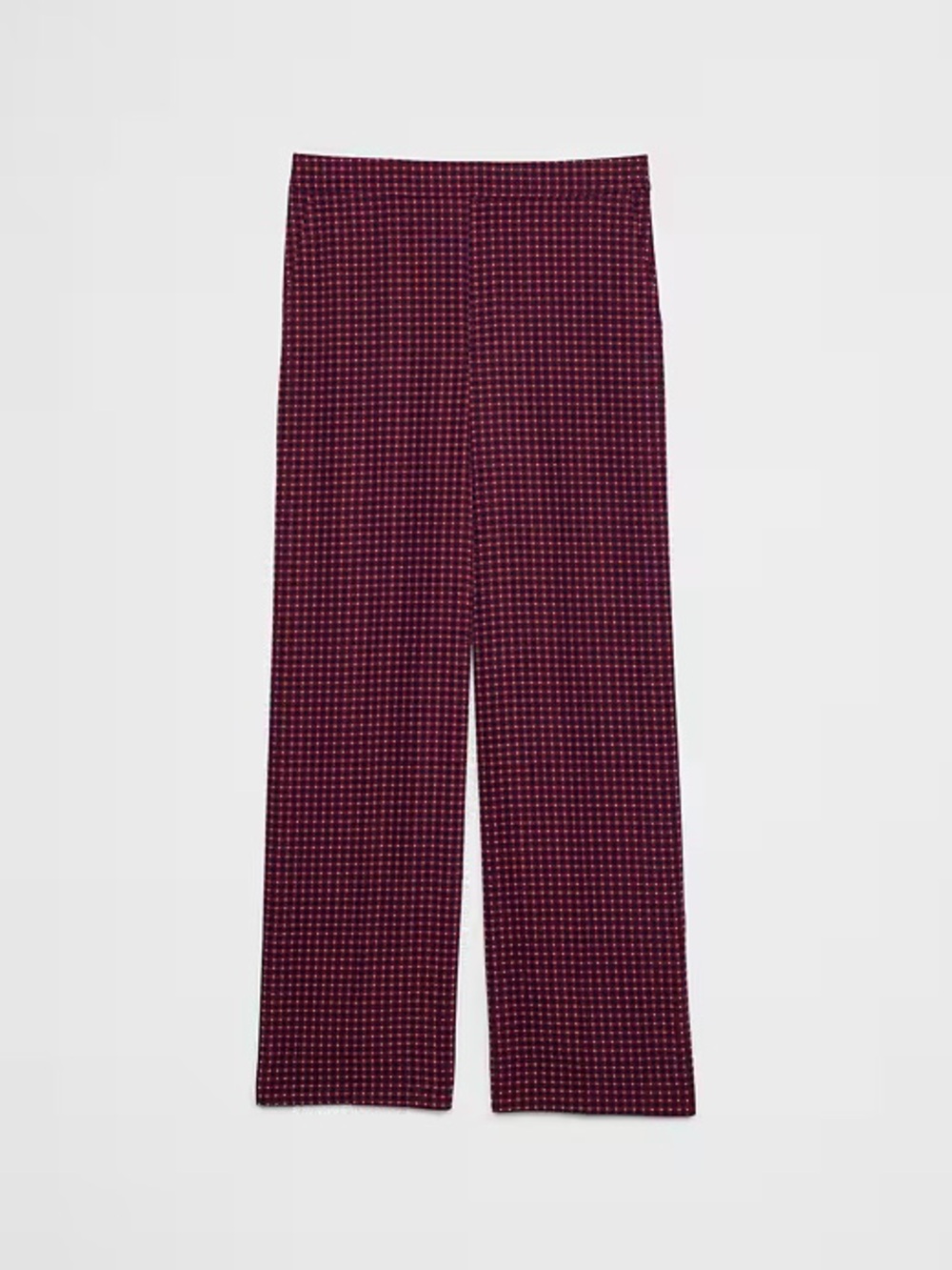 Banana Republic Satin Burgundy Checked Wide-Leg Pants